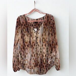 Jessica Simpson Multicolor Lace-Up Blouse